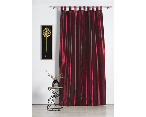Cortină decorativă, bordo, cu prindere cu bucle pe o bară de perdea