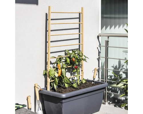 Jardinieră înaltă cu suport din lemn pentru plante cățărătoare și legume, precum și unelte de grădinărit