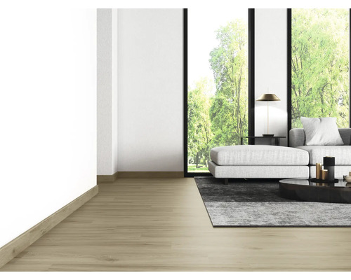 Living cu podea din lemn, canapea, covor și ferestre