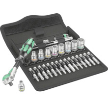 Set de scule Wera cu șurubelniță, chei tubulare și biți într-o geantă neagră