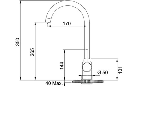 Desen tehnic al unui robinet cu dimensiuni