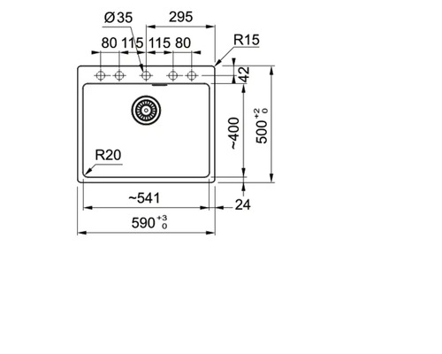 Desen tehnic al unei chiuvete cu dimensiuni