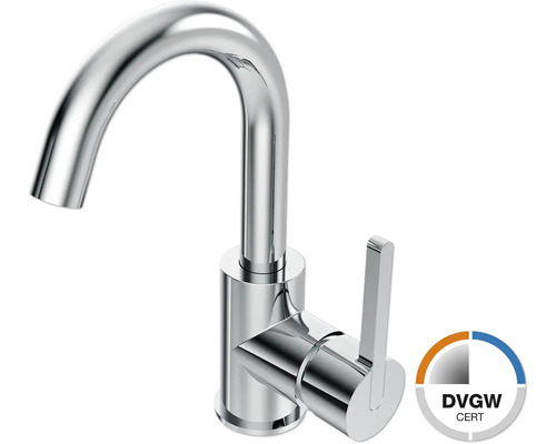 Baterie lavoar monocomomandă Jungborn OMEGA crom lucios cu pipă pivotantă Baterie monocomandă cu certificare DVGW