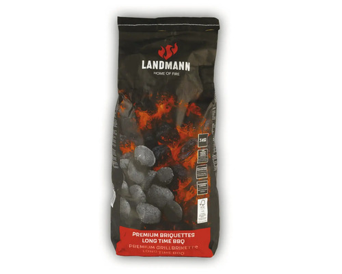 Cărbuni bricheți premium Landmann lemn esență tare 3 kg Sac cu brichete pentru grătar, cu o greutate de 3 kilograme