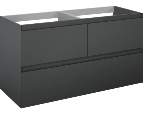 Dulap bază lavoar baie suspendat Jungborn DECEM 120 cm MDF antracit mat 3 sertare Dulap inferior de chiuvetă cu două sertare
