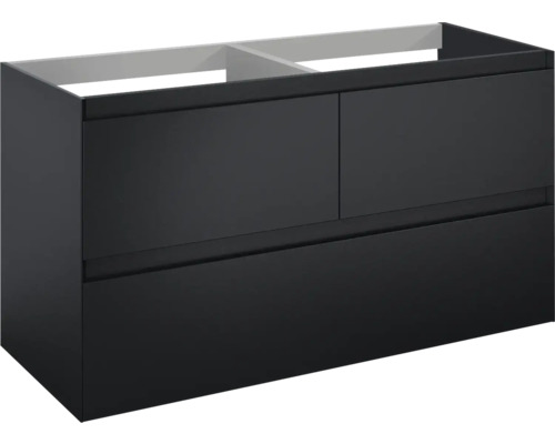 Dulap bază lavoar baie suspendat Jungborn DECEM 120 cm MDF negru mat 3 sertare Dulap inferior cu două sertare pentru lavoar
