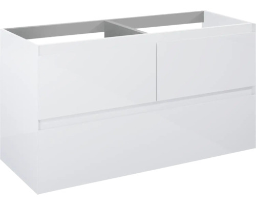 Dulap bază lavoar baie suspendat Jungborn DECEM 120 cm MDF alb lucios 3 sertare Dulap de lavoar alb cu două sertare