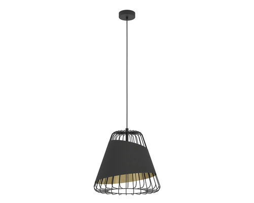 Lampa suspendată cu structură metalică și abajur din material textil