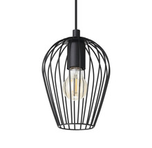 Lampa suspendată neagră cu abajur din sârmă și bec
