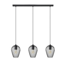 Lumină suspendată cu trei becuri și design cu cușcă