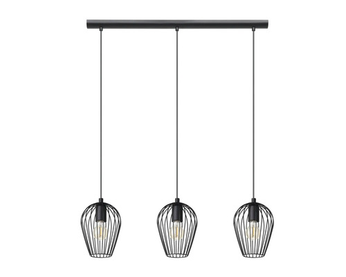 Lumină suspendată cu trei becuri și design cu cușcă