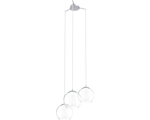 Lumină suspendată cu trei abajururi rotunde din sticlă