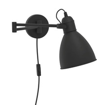 Lampă de perete pivotantă din metal cu cablu și întrerupător