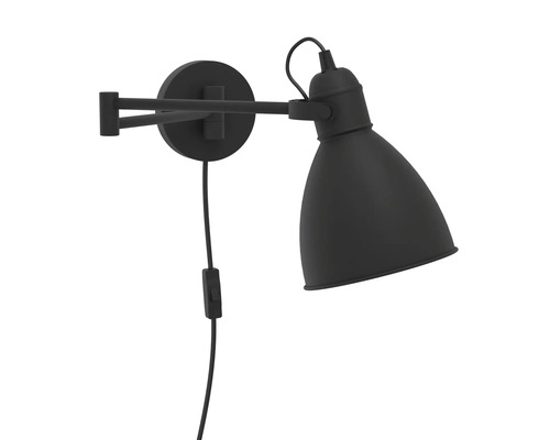 Lampă de perete pivotantă din metal cu cablu și întrerupător
