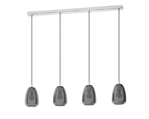 Lustr cu patru lumini și abajururi din sticlă