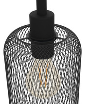 Lampa suspendată cu plasă metalică neagră și bec