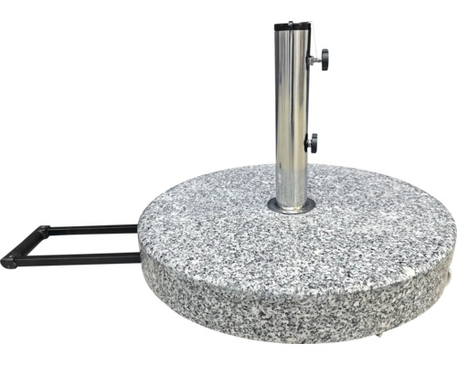 Suport de umbrelă de soare din granit cu tub de oțel și mânere de transport