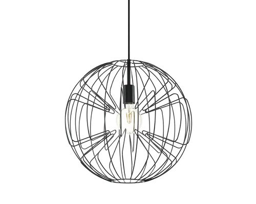 Lampa suspendată cu structură sferică din sârmă și bec