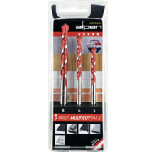 Set de burghie Alpen Profi Multicut PM 3 cu trei burghie de dimensiunile 8, 6 și 5.