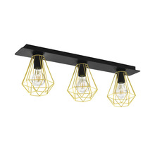 Lumină de plafon cu trei becuri și abajururi geometrice