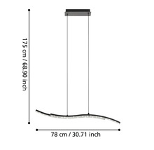 Lustr ondulat cu dimensiunile de 78 cm pe 175 cm.