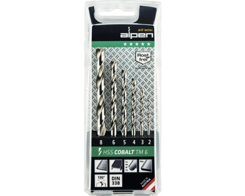 Set burghie metale HSS-Cobalt Alpen Ø2-8 mm DIN338, 6 piese | HORNBACH