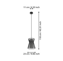 Lumină suspendată din sârmă cu dimensiunile de 110 cm înălțime și 23 cm diametru