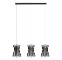 Lumină suspendată cu trei abajururi din sârmă metalică