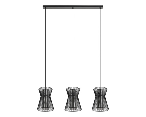 Lumină suspendată cu trei abajururi din sârmă metalică