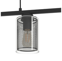 Lampa suspendată cu abajur din sticlă și grilaj metalic