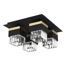Lumină de plafon cu elemente de cristal și formă pătrată