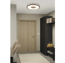 Iluminare discretă a holului cu plafonieră rotundă și garderobă