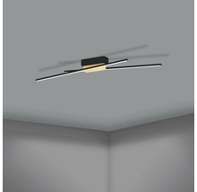 Plafonieră LED modernă cu design negru și culoarea lemnului