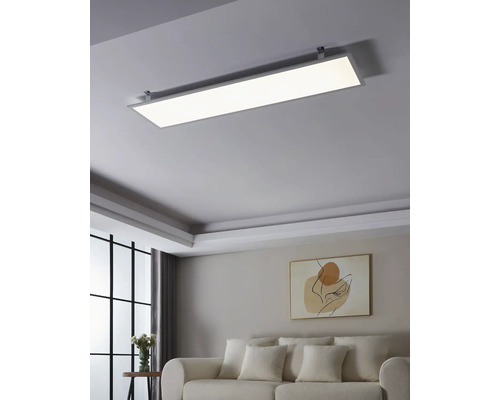 Living luminos cu plafonieră dreptunghiulară