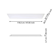 Dimensiunile unei lămpi cu panou LED: lungime 119,5 cm, lățime 29,5 cm și grosime 2,7 cm.