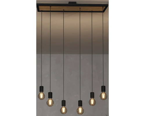 Lustr cu șapte lumini, lemn și metal