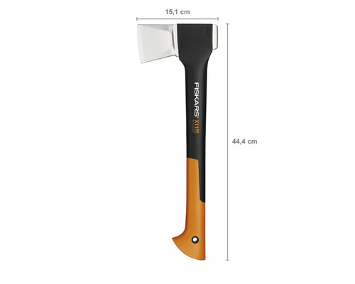 Topor Fiskars X11 cu o lungime de 44,4 cm și o lățime a capului de 15,1 cm