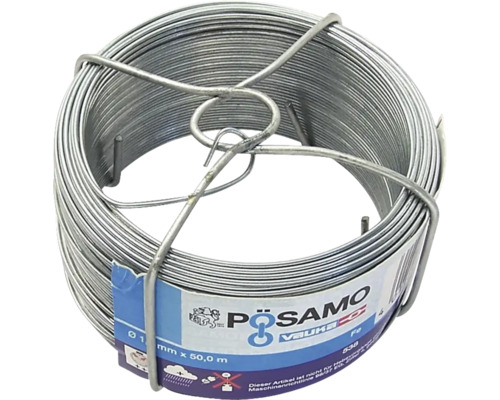 Sârmă oțel 1,1mm colac 50m Pösamo, zincată Rolă de sârmă de legat cu o lungime de 50 de metri