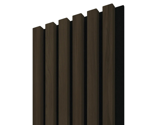 Panou riflaj acustic Linea maro/negru 22x245x2650 mm Panel din lemn pentru placarea pereților