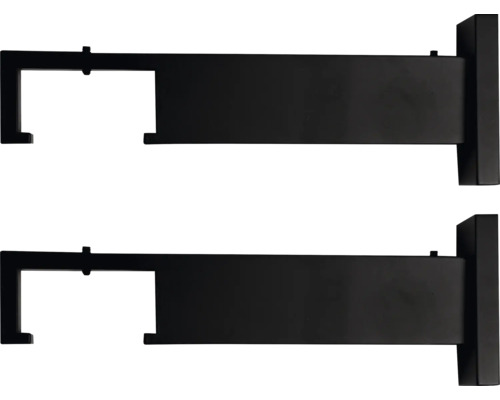 Două suporturi negre pentru tijă de perdea