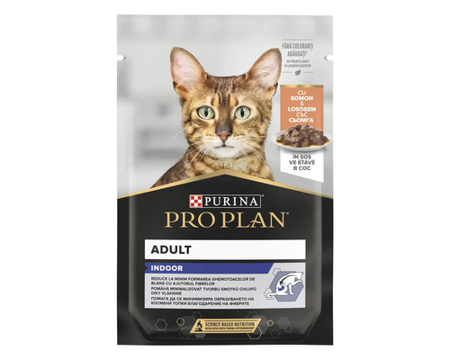 Hrană umedă pentru pisici PURINA Pro Plan Adult Housecat Nutrisavour cu somon în sos 85 g