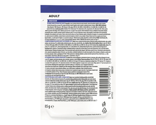 Ambalaj hrană pentru pisici adulte de interior, 85 grame
