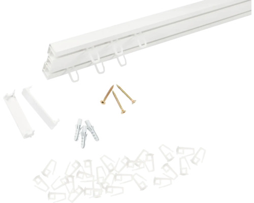 min•*¨*•.¸¸♬︎/2 Șină perdea PVC SN2 cu accesorii, 2 canale, albă 400 cm | HORNBACH