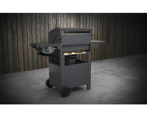 Grătar pe gaz cu spații de depozitare și role