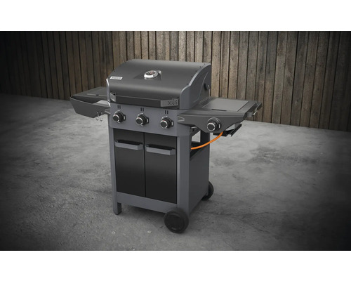 Grătar pe gaz cu patru arzătoare, mese laterale și dulap inferior