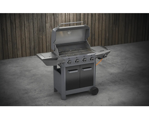 Grătar pe gaz cu patru arzătoare, grătar și dulap inferior