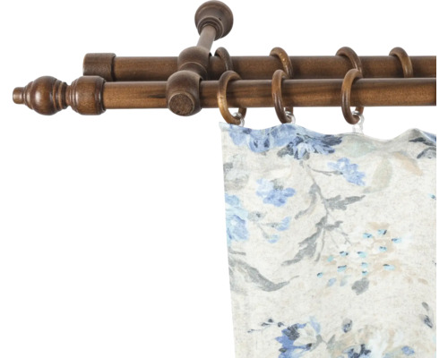 Bară dublă pentru perdea cu perdea florală