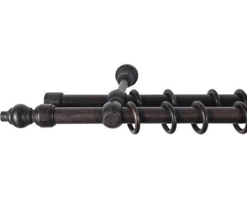Galerie dublă lemn Filigrano 160 cm wenge Ø 28 mm Bară dublă pentru perdea cu inele și capete