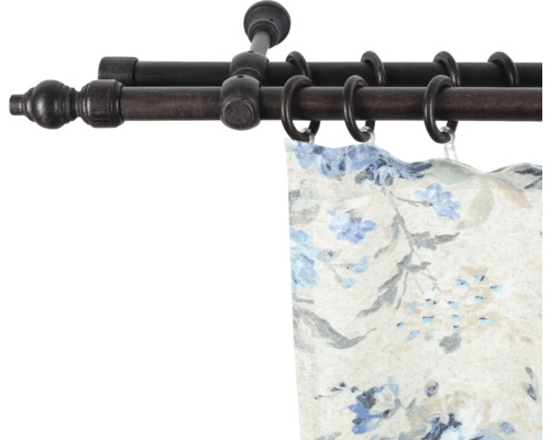 Bară dublă pentru perdele cu draperie florală