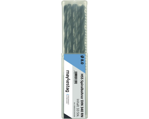 Maykestag burghiu elicoidal HSS DIN 340 RN, diametru 8.0 mm, 10 bucăți